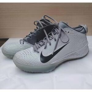 Nike Force Zoom Trout 5 Baseball Turf Shoes Mens Size 9 White Gray AH3374-004‎